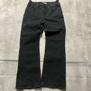 Madewell Mid-rise Kick Out Jeans Black Womens Size 28P Stretch Petite Y2K Flare